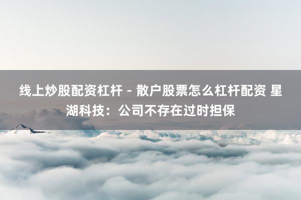 线上炒股配资杠杆 - 散户股票怎么杠杆配资 星湖科技：公司不存在过时担保